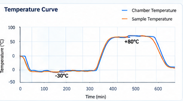 Temperature curve log chart for bar LCD thermal test