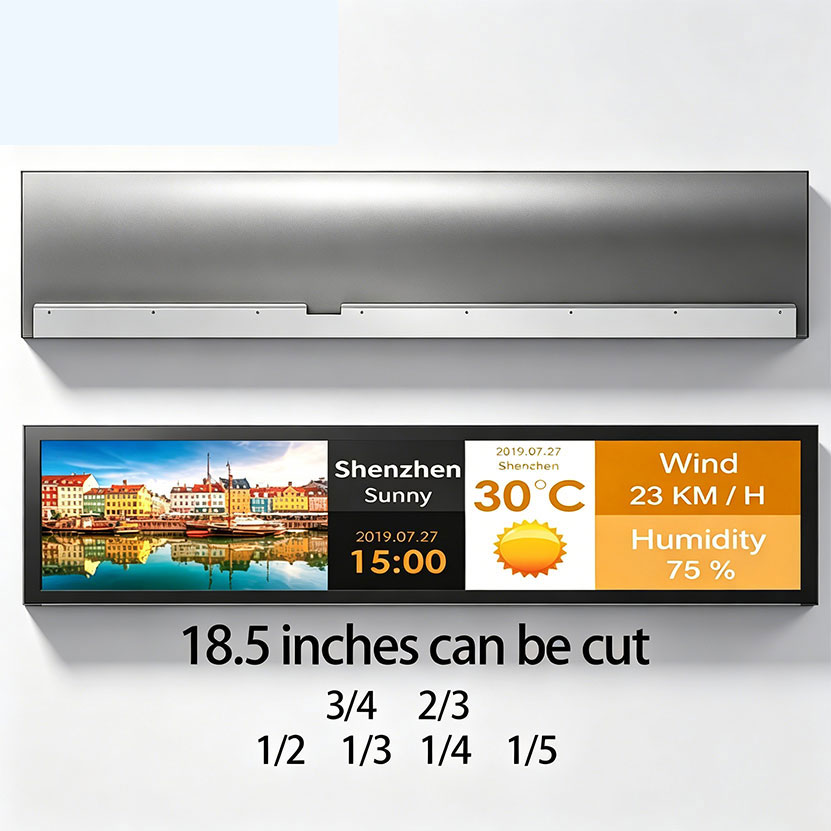 18.5 Inch Cuttable Stretched  Bar LCD Display | 500-1000nits