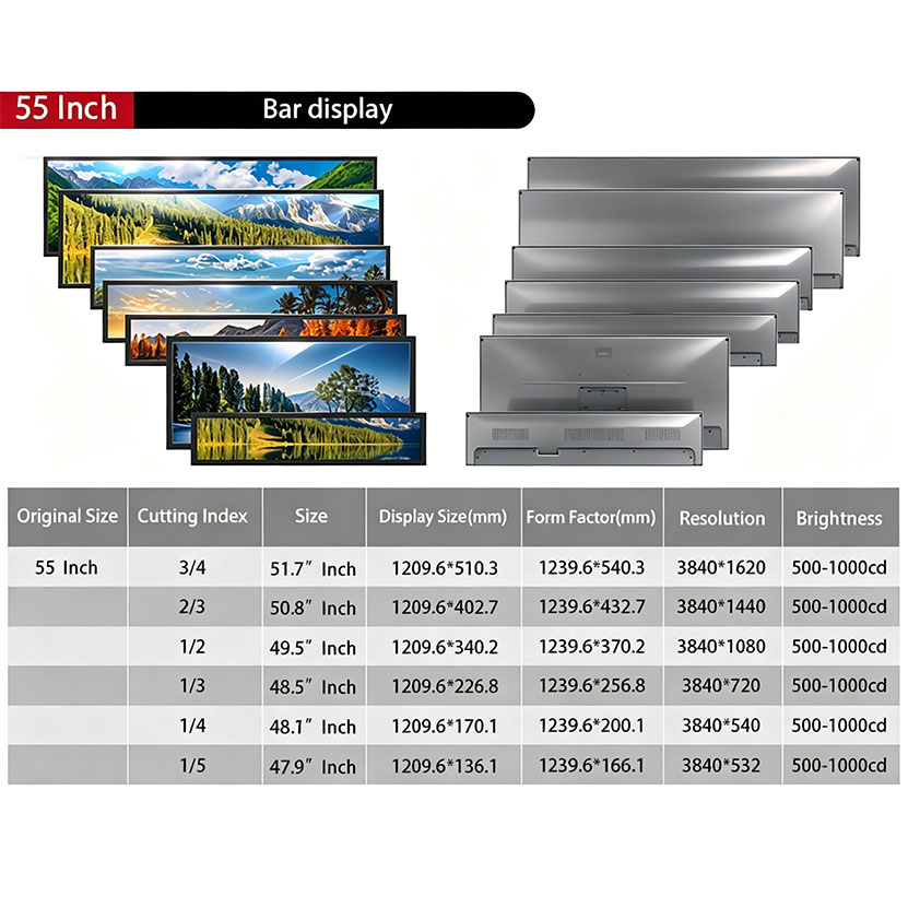 55 Inch 1000nits Stretched  Bar LCD Display for OEM Integration