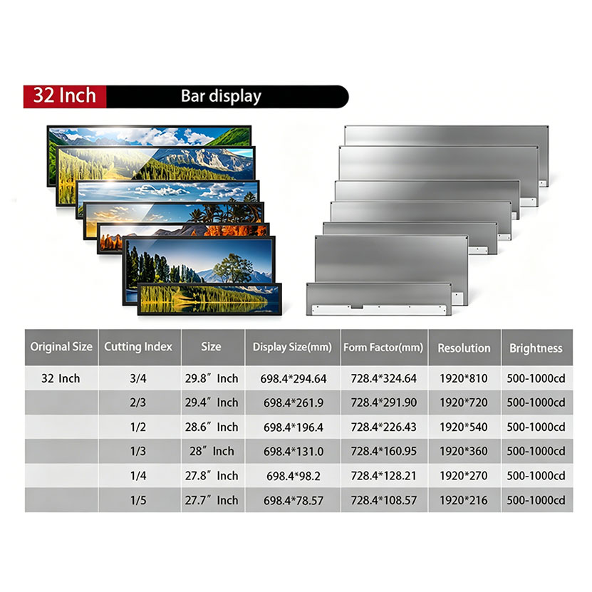 32 Inch Cuttable Stretched LCD Panel for OEM Integration Projects