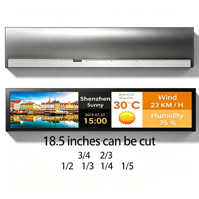 18.5 Inch Cuttable Stretched  Bar LCD Display | 500-1000nits