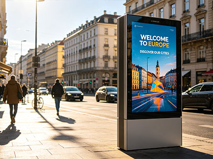 Outdoor digital signage kiosks