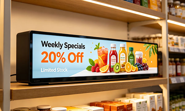 What Is a Stretched Bar Display for Retail Shelf Digital Signage