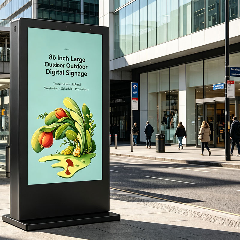 86 Inch Large Outdoor Digital Signage for Transportation & Retail