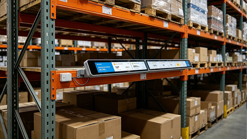 Custom Stretched Bar LCD Display for Warehouse Rack | OEM/ODM Industrial Screen