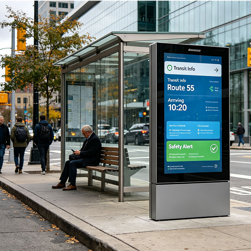 49 Inch Outdoor Digital Signage for Bus Stops & Public Information