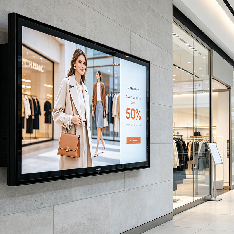 55 Inch 2000 nits Wall Mounted Digital Signage System Integrator